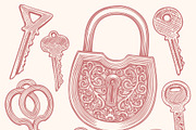 Design set Keys. Vector engraving, a Decorative Illustration by Vector Engraving (Thumbnail 4 of 4)