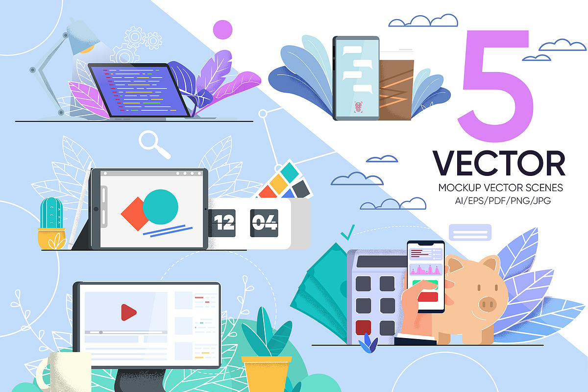 Mockup Vector Set Template, a Landing Page Template by PavelVinnik (Photo 1 of 2)