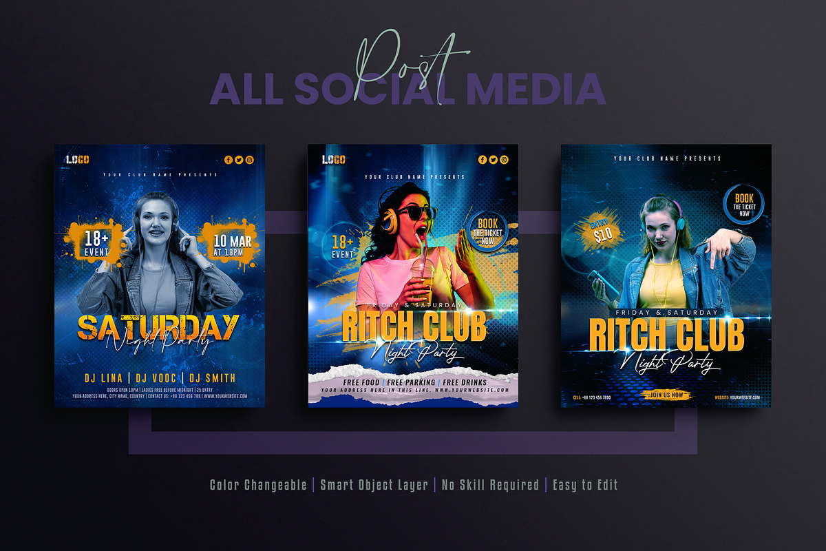 Party Social Media Template Bundle, a Social Media Template by Creative_View (Photo 6 of 8)