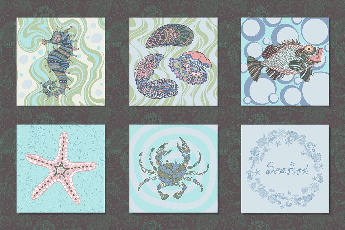 Vector sketchy seafood, a Food Illustration by Marya Deneko (Photo 3 of 5)