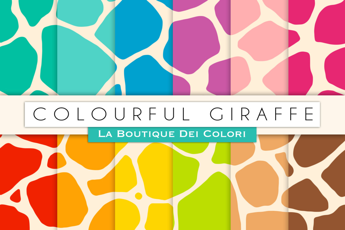 Colourful Giraffe Digital Papers, a Pattern Graphic by La Boutique dei Colori