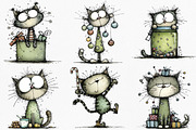 Funny Christmas Cat Clipart Bundle, an Illustration by Canvas Craft (Thumbnail 6 of 7)