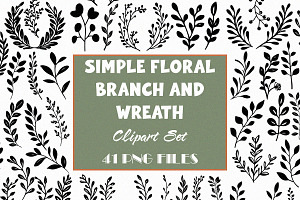Simple Floral Branch and Wreath Set