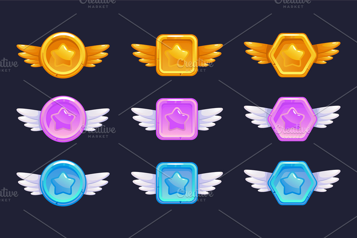 Game badge icon level rank, a Templates & Theme by PrettyVectors