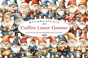 Watercolor Coffee Lover Gnome, an Illustration by DreamCafeArt