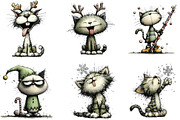 Quirky Funny Christmas Cat Clipart, an Illustration by CraftArtStudio (Thumbnail 5 of 6)