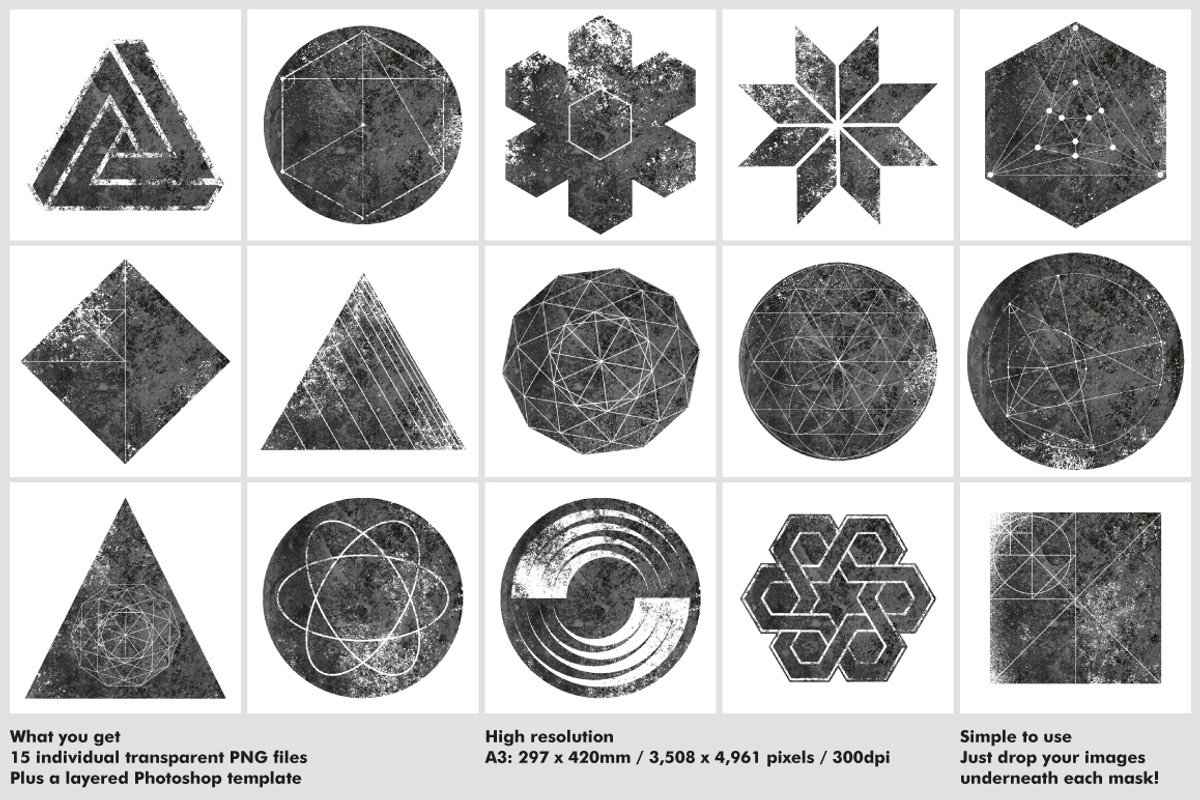 Textured Geometric Masks 02 preview 2