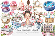 Watercolor Rose Relaxation Clipart, an Illustration by Design Market (Thumbnail 1 of 4)