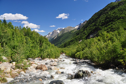 Mountains Scene in Caucasus, Russia, a Background Photo by TravelFlow