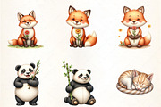 Cute Animals Stickers Clipart Bundle, an Illustration by CrexoraLab (Thumbnail 3 of 5)