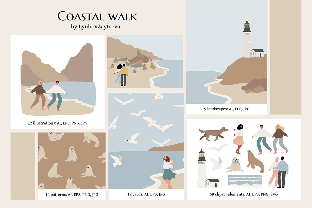 coastal landscape creator clipart, a Person Illustration by LyubovZaytseva (Photo 2 of 18)
