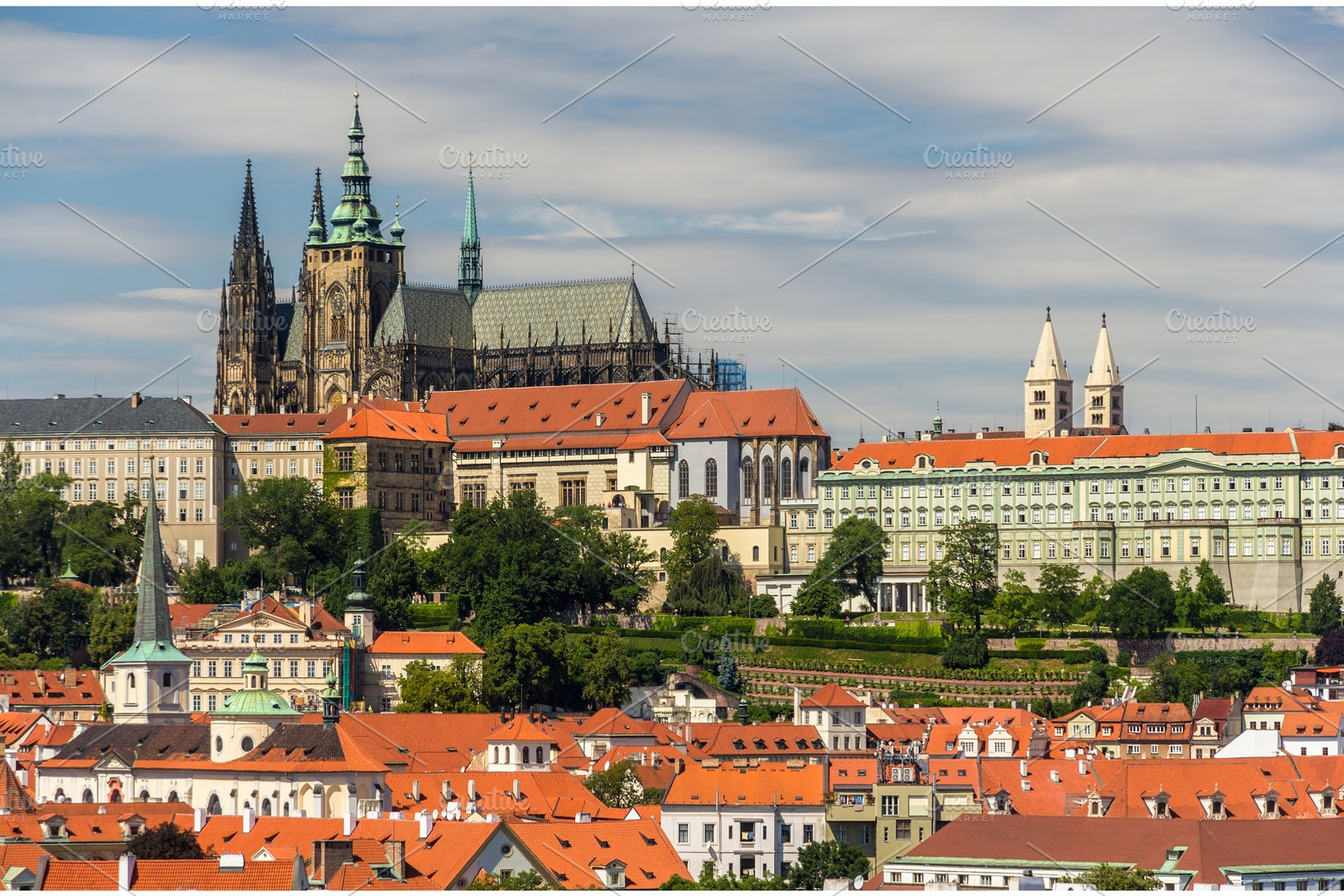 View of prague castle prazsky hrad with st vitus cathedral containing prague, an Architecture Photo by Leonid Andronov