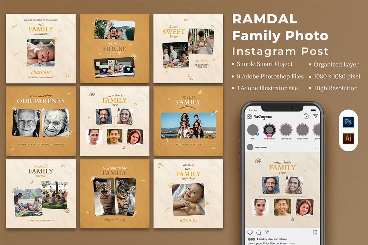 Family Photo Collage Instagram Post, a Social Media Template by Lettha-Studio (Photo 1 of 4)