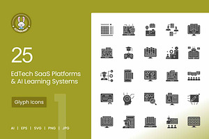 25 EdTech & AI Learning Icons
