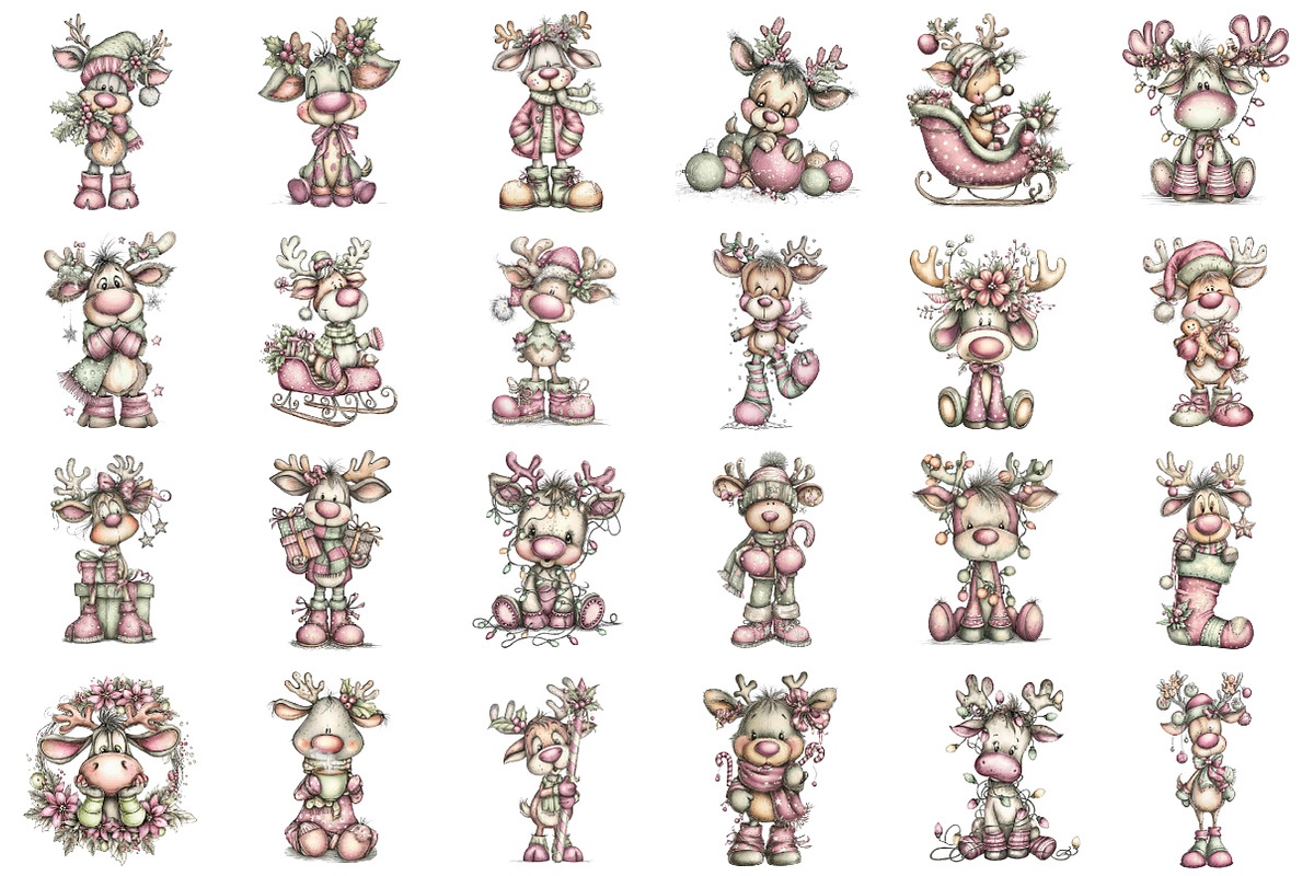 Funny Christmas Reindeer Clipart, an Illustration by designcity5 (Photo 2 of 5)