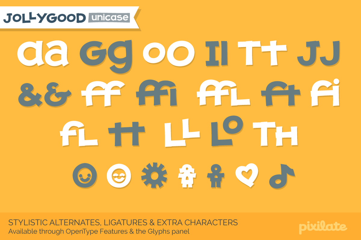 JollyGood Unicase Complete, a Font by Letradora (Photo 5 of 6)