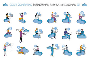 Cloud Computing Man and Woman Set
