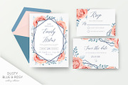 Wedding suite - Dusty blue & rosy, an Invitation Template by Alewiena (Thumbnail 1 of 5)