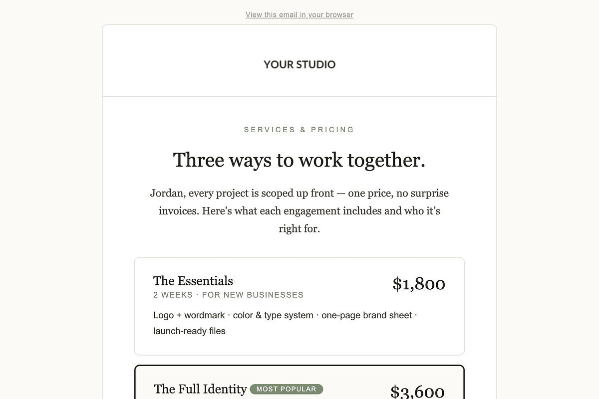 Client Onboarding Email Kit, an Email Template by Art Club (Photo 3 of 5)