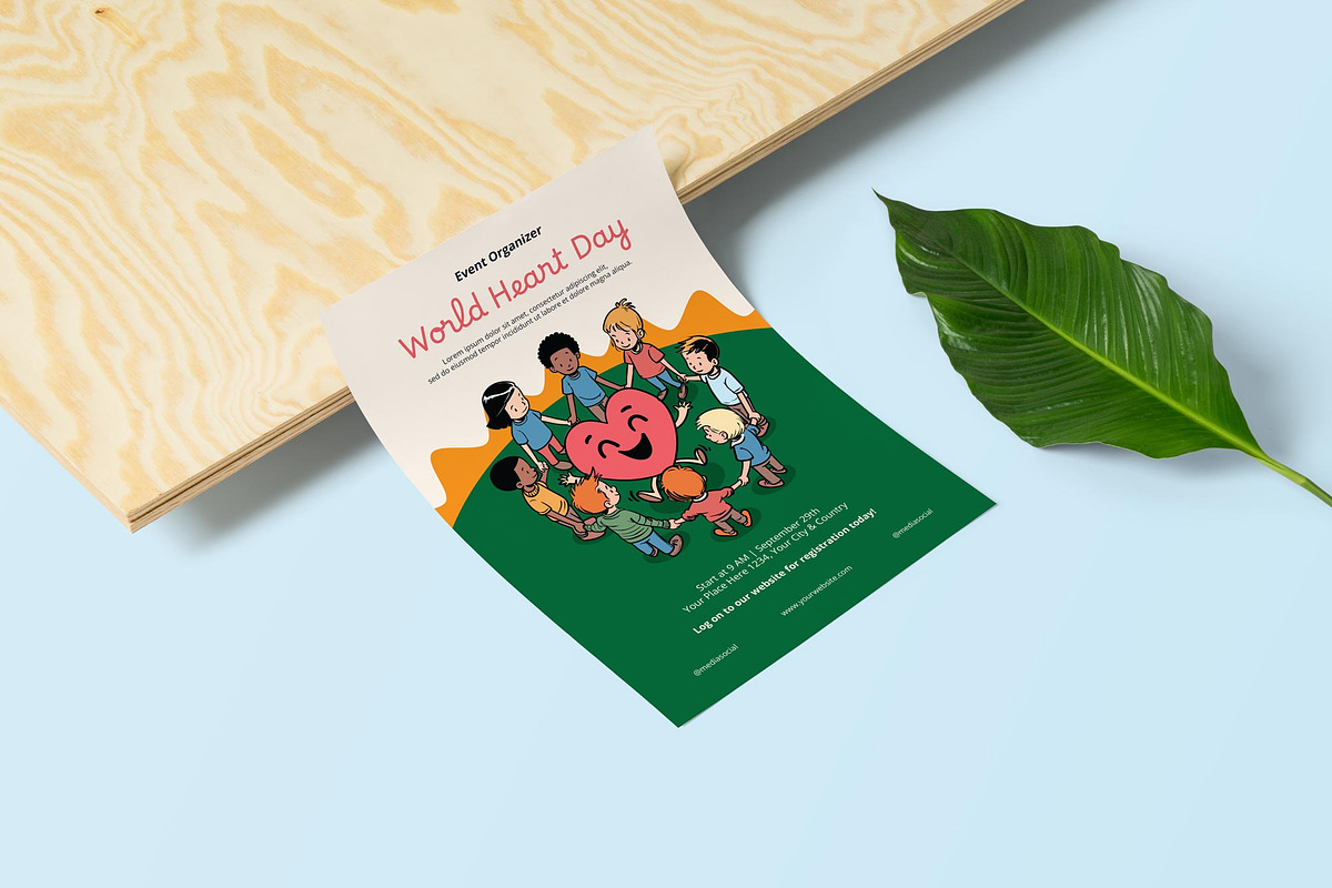 World Heart Day Poster/ Flyer, a Flyer Template by Juru Rancang Graphic (Photo 2 of 3)