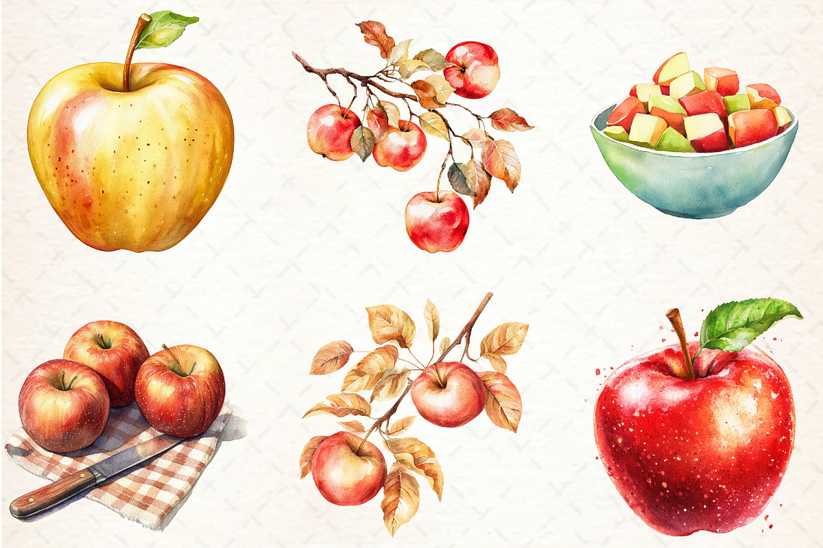 Watercolor Apples Clipart, an Illustration by Libby Wishes (Photo 6 of 6)