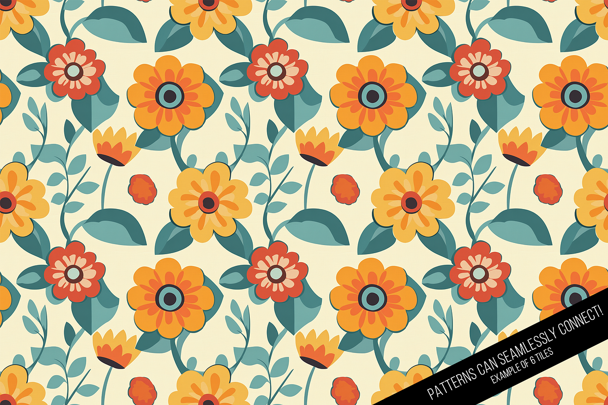 Seamless Retro Flowered Wallpaper, a Pattern Graphic by Chromolume Studio (Photo 7 of 15)