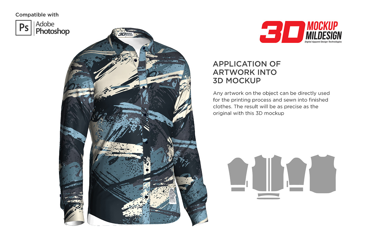 3D Men's  Dress Shirt LS Mockup, a Shirt Mockup by Mildstudio (Photo 4 of 14)