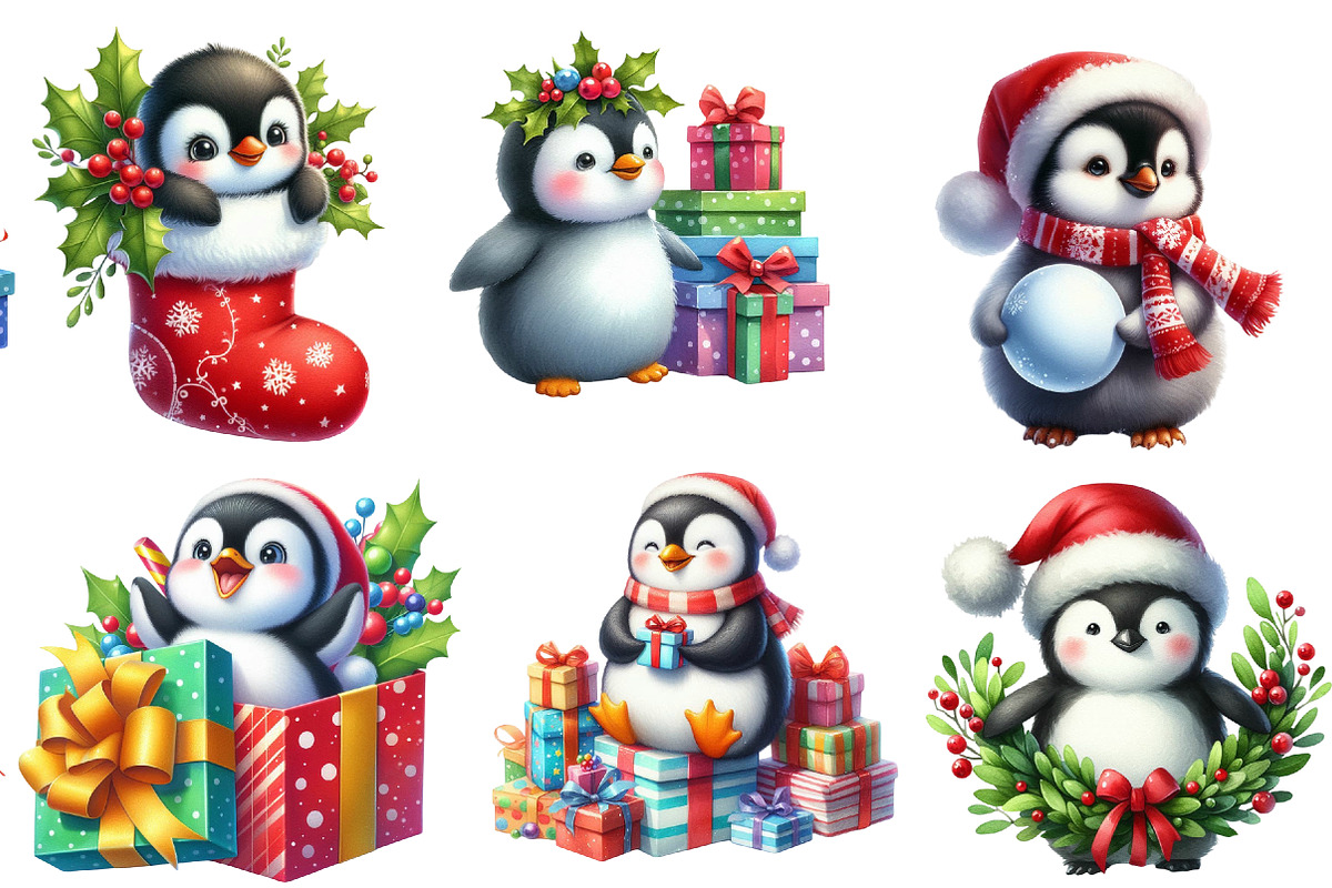 Christmas Penguins Clipart, an Illustration by Designworld (Photo 2 of 5)