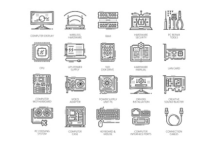 Computer software hardware icons, a Technology Illustration by Vector Tradition