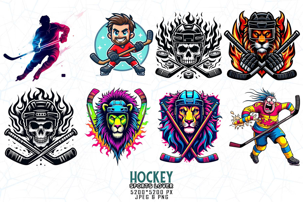 100 Retro Vintage Hockey Skull PNG, an Illustration by Sofia's Fashion (Photo 9 of 11)