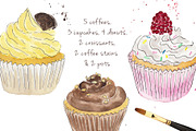 Watercolo Breakfast - Coffee Time, a Food Illustration by MaraquelaStudio (Thumbnail 3 of 7)