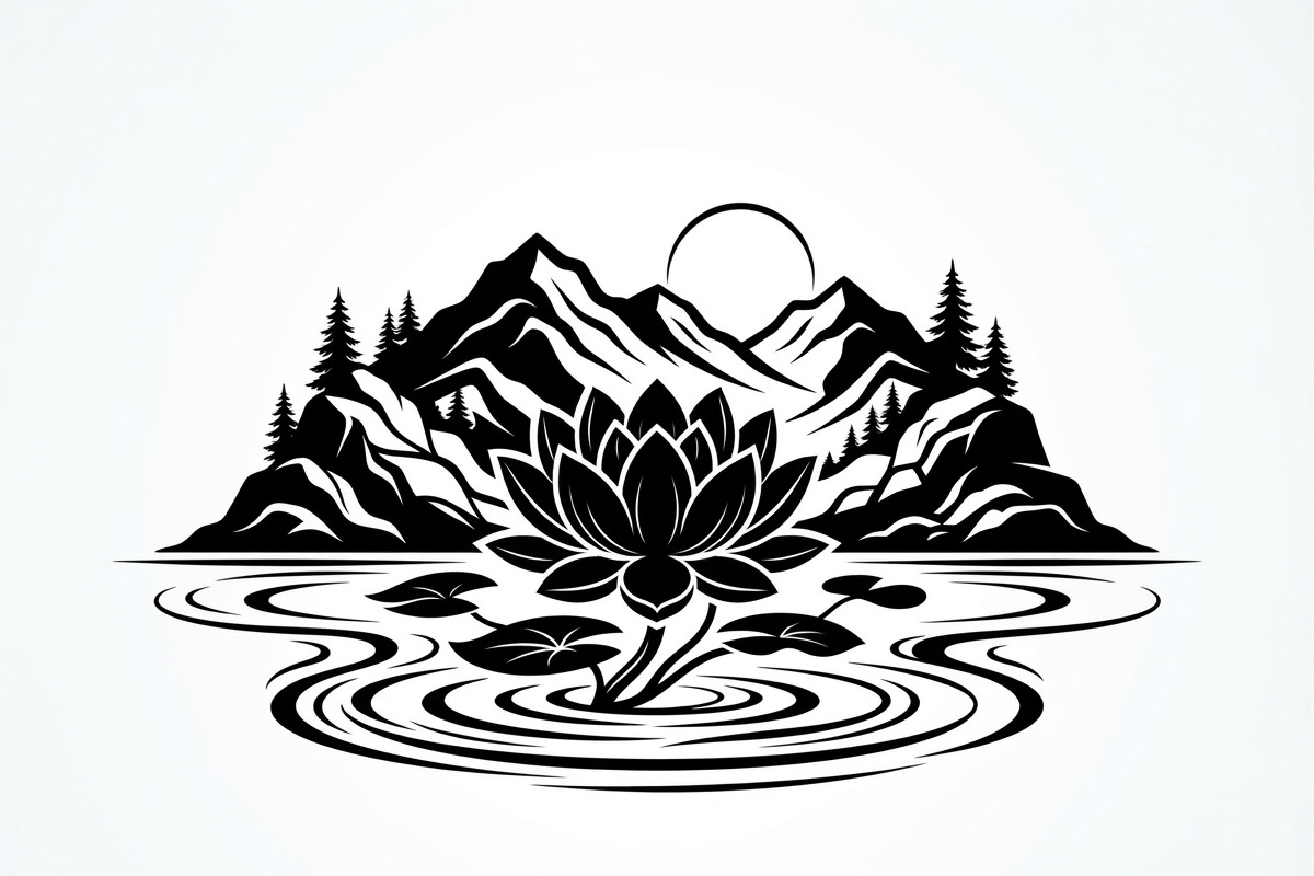 60 Lotus Mountain Harmony Silhouette, an Empty State Illustration by Amazin_art (Photo 5 of 31)