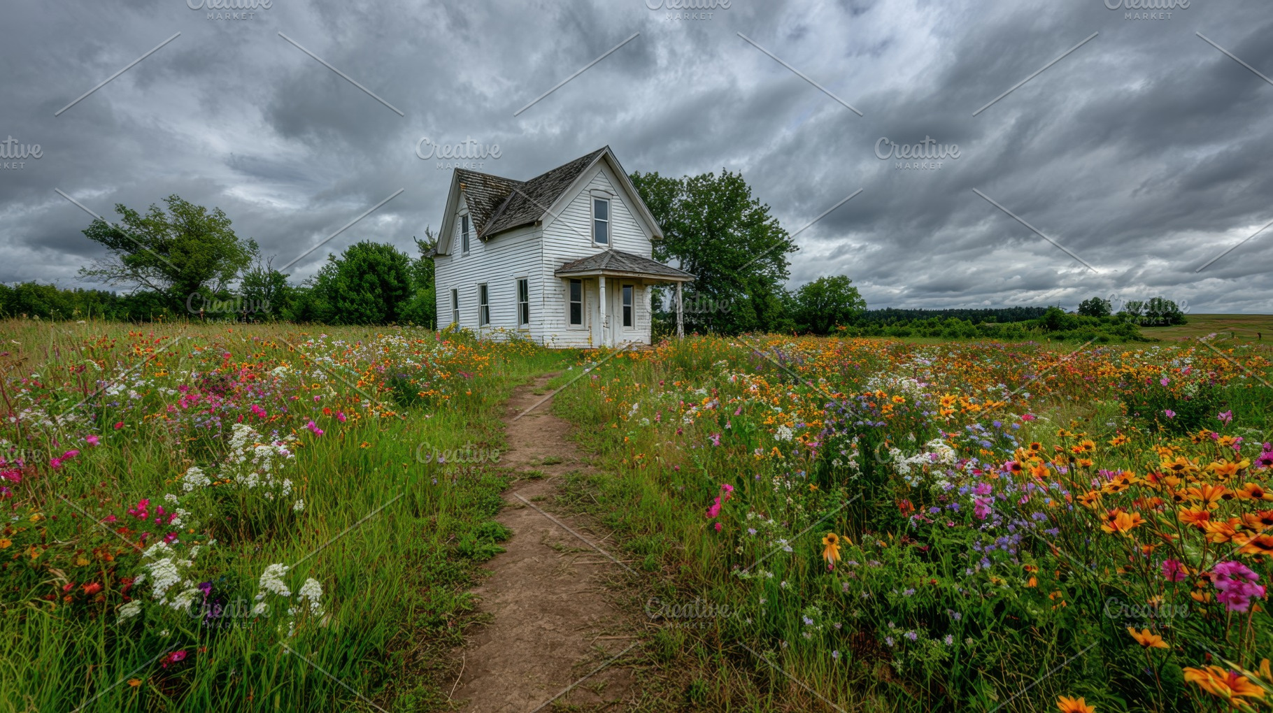 Old house surrounded by wildflowers, a Photo by Beautiful things