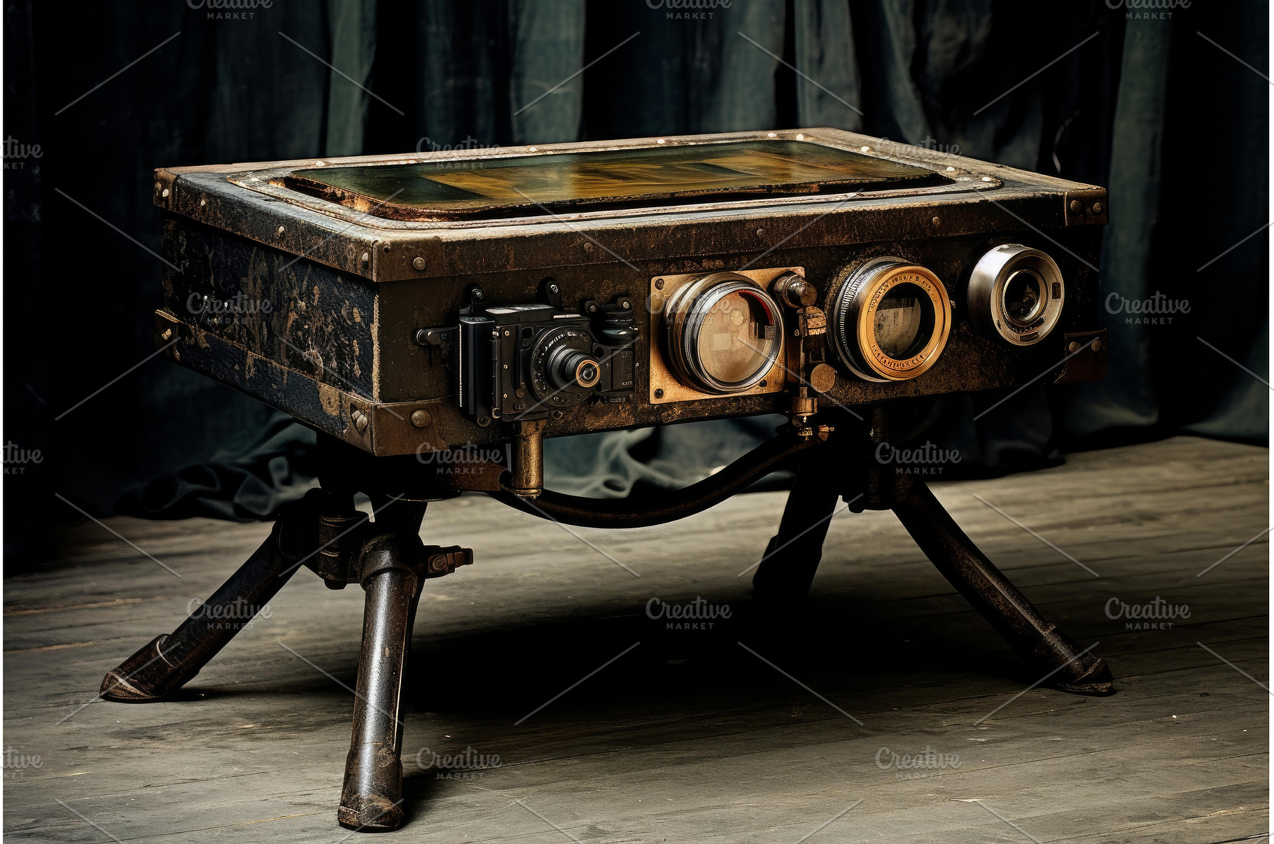 Old camera closeup table. Generate, an Architecture Photo by Ylivdesign
