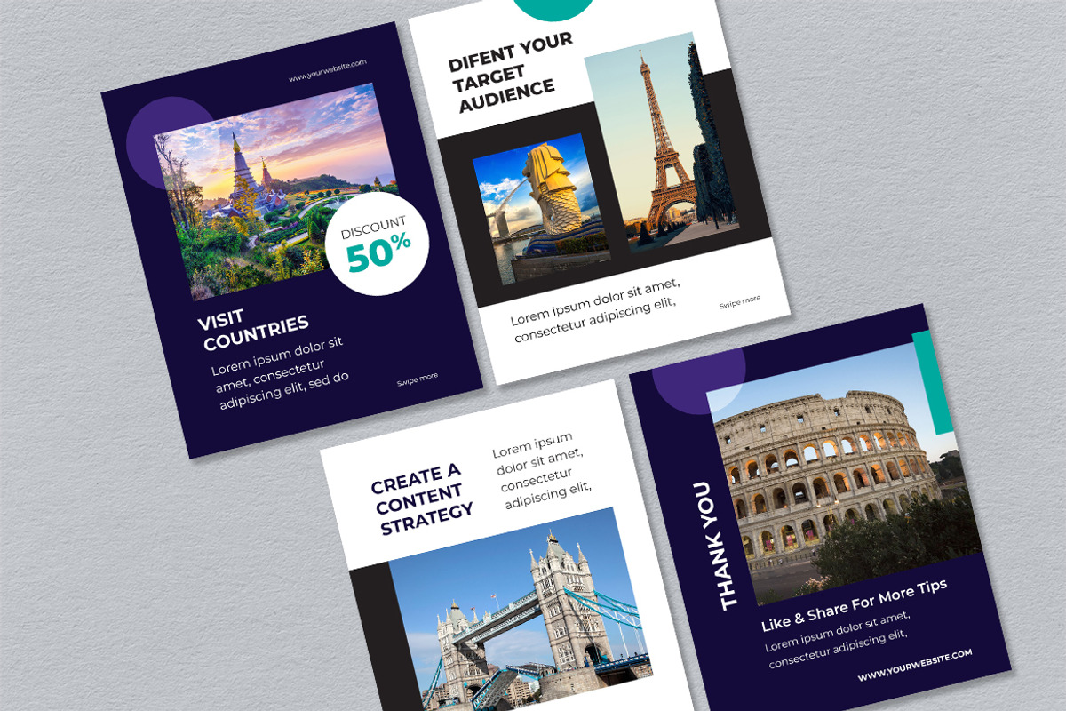 Blue Destination Instagram Carousel, a Social Media Template by UICreative (Photo 4 of 4)