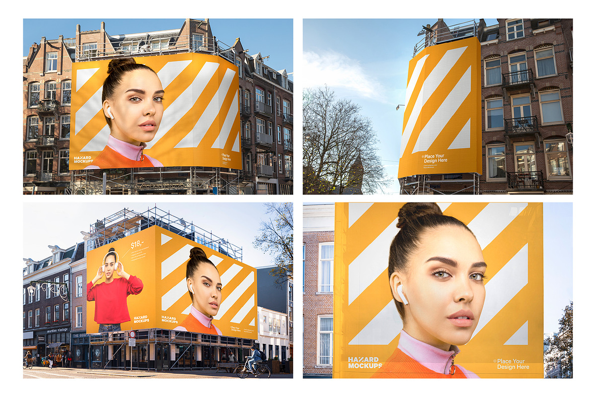 4x Billboard Construction Mockups, an Advertising Mockup by HAZARD MOCKUPS (Photo 5 of 13)