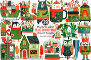 Cute Blue Christmas Clipart, an Illustration by Canvas Craft (Thumbnail 1 of 8)
