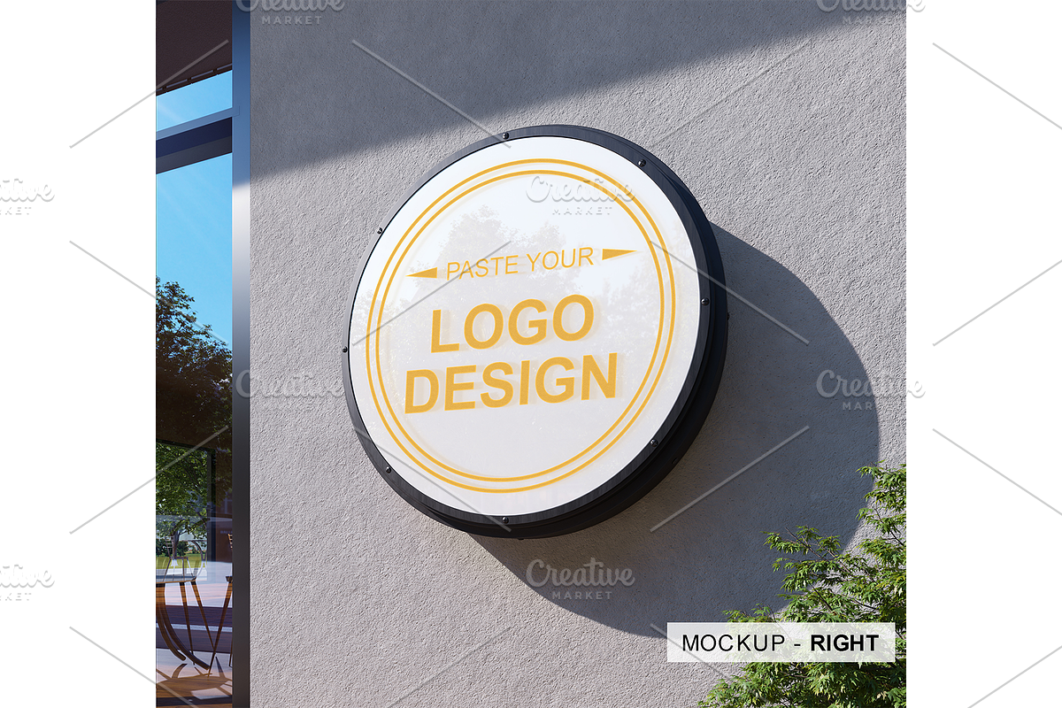 Circle Signboard logo Mockups, an Advertising Mockup by Art-Jek.std