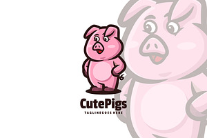 Cute Pigs Mascot Cartoon Logo., a Branding & Logo Template by ModalTampang