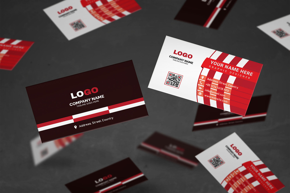 Red and white business card template, a Business Card Template by Vitoria's Collection (Photo 1 of 3)
