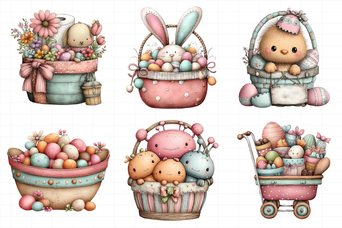 Funny Easter Basket Clipart, an Illustration by Daily.Designs (Photo 3 of 8)