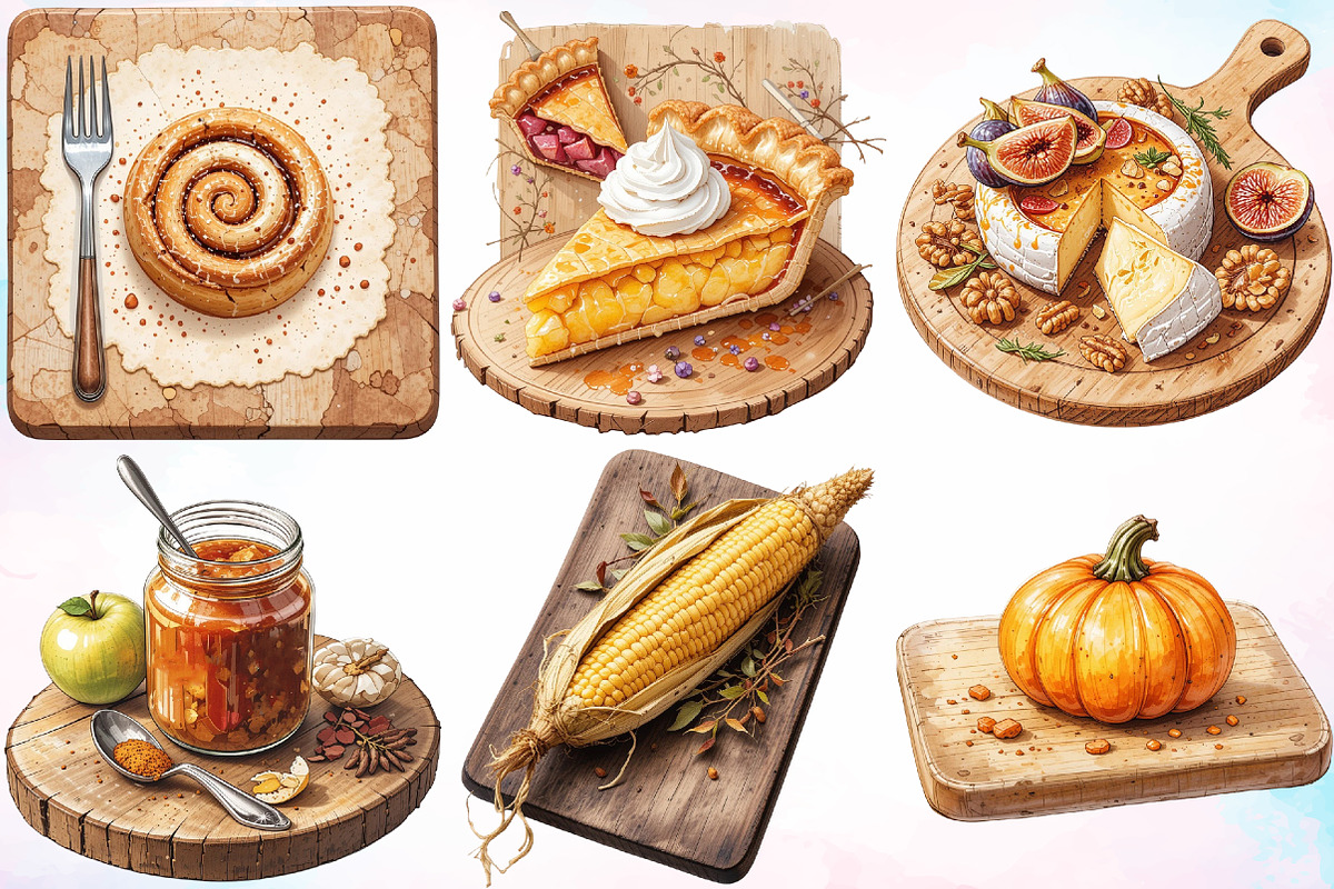 Watercolor Autumn Cutting Board PNG, a Seasonal Illustration by Canvas Craft (Photo 4 of 8)