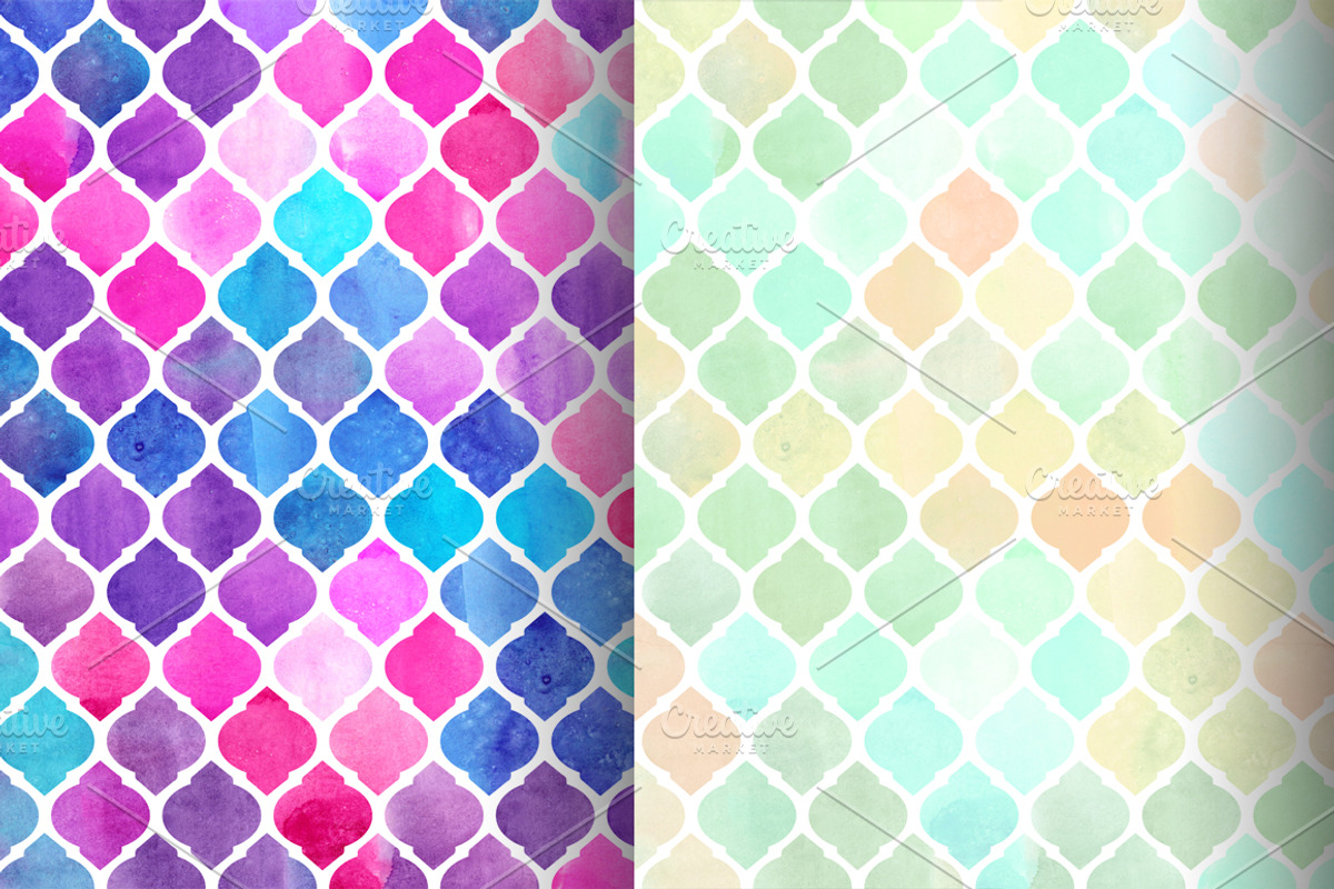Watercolor Moroccan Patterns, a Pattern Graphic by Vavavka (Photo 5 of 8)