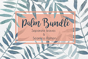 Palm Bundle. Leaves & Pattern, an Illustration by MaraquelaStudio (Thumbnail 1 of 8)