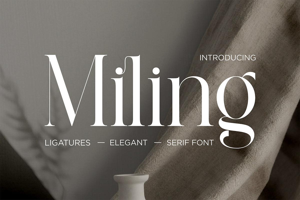 Miling Modern Serif Typeface, a Serif Font by Alfinart (Photo 1 of 10)