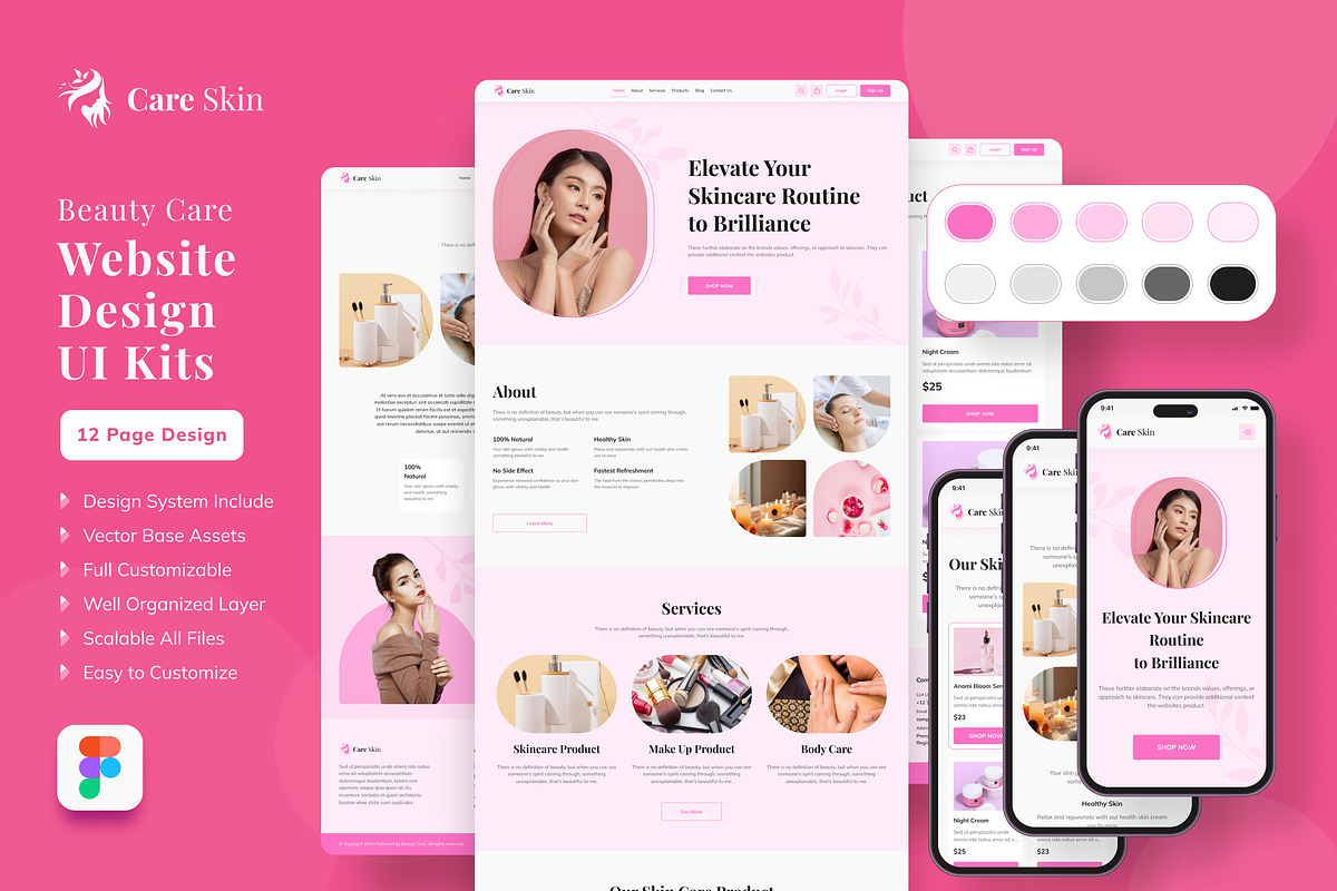 Beauty Care Web Landing Page UI KIT, a Landing Page Template by UICreative (Photo 1 of 4)