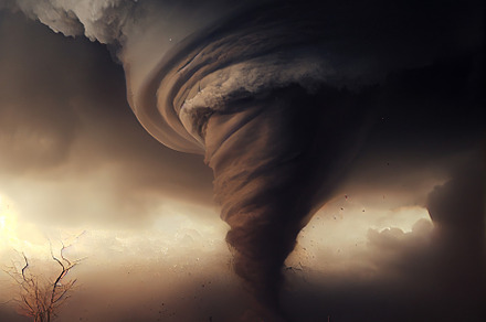 View of a large tornados destroying the landscape. Generative AI, a Nature Photo by Ales Munt