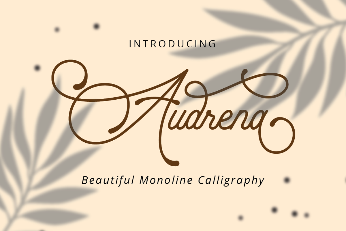 Audrena - Beautiful Monoline Font, a Script Font by PutraCetol Studio (Photo 1 of 11)