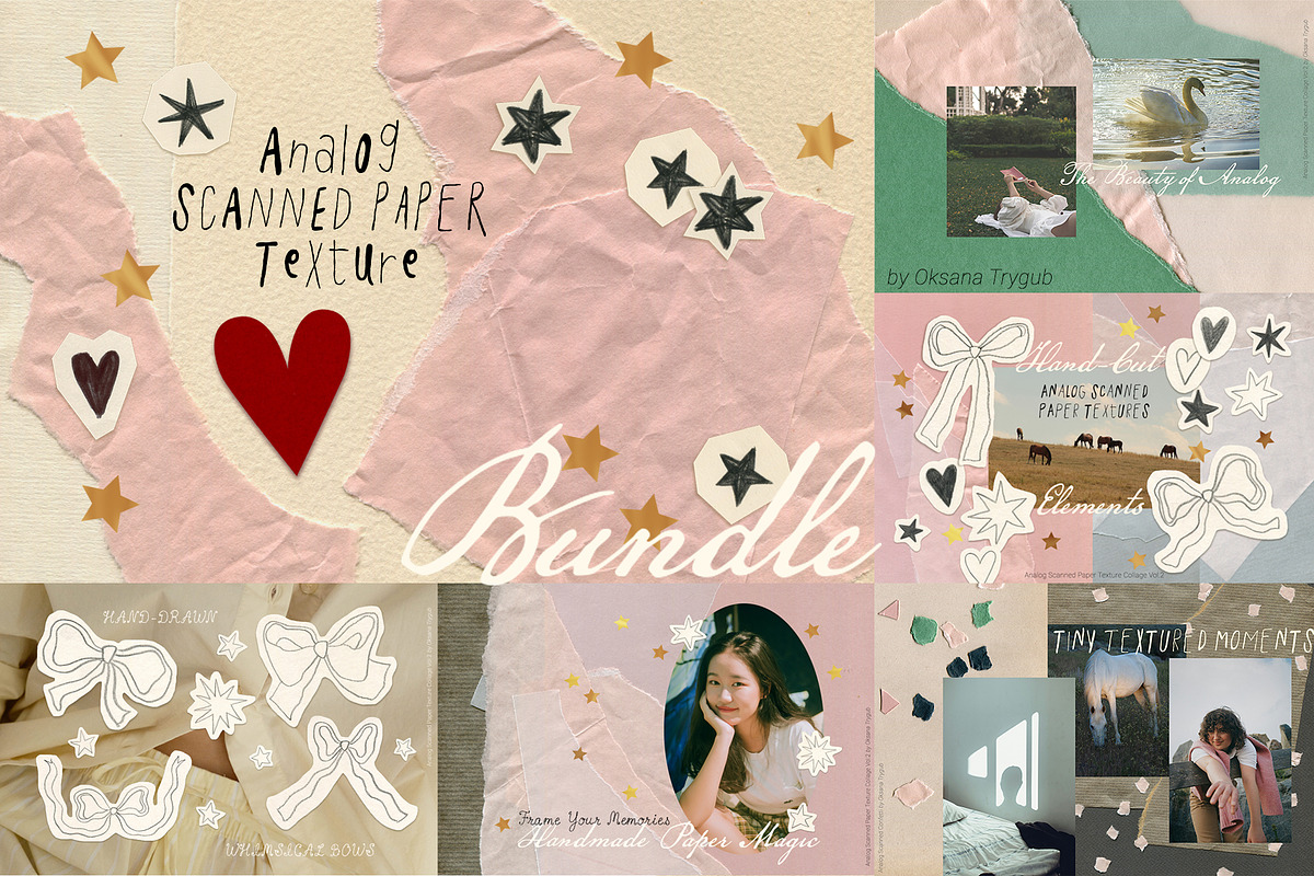 Bundle Scanned Paper Texture Collage, a Texture Graphic by Oksana Trygub (Photo 1 of 50)