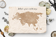 Watercolor world map PNG, a Decorative Illustration by SleptArt (Thumbnail 4 of 4)